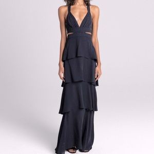 NBW A.L.C. Black cutout tiered dress